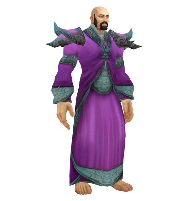 Violet Sorcerer's Vestments on a Human male, 2 of 5 pieces shown