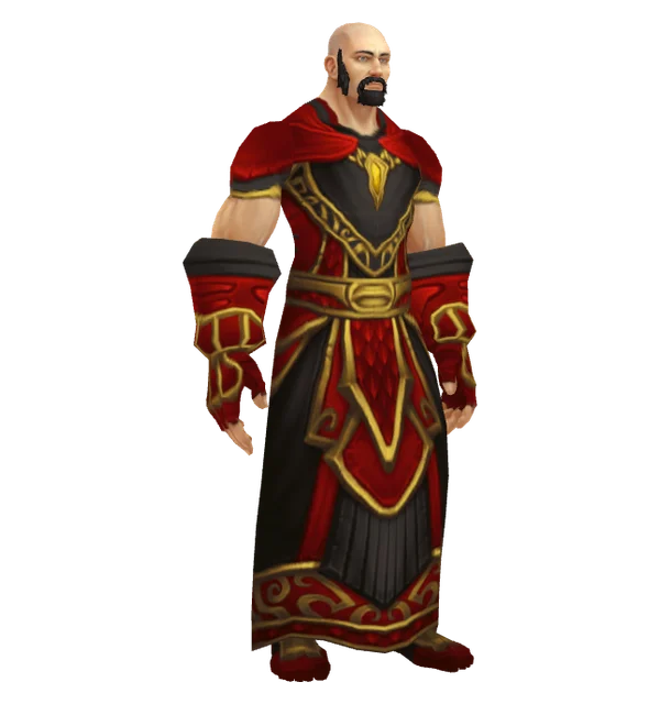 Fireleaf Regalia on a Human male, 6 of 8 pieces shown